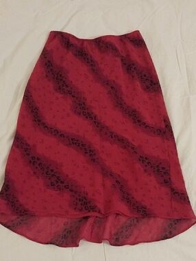 Express Red Cheetah-Print High-Low Skirt